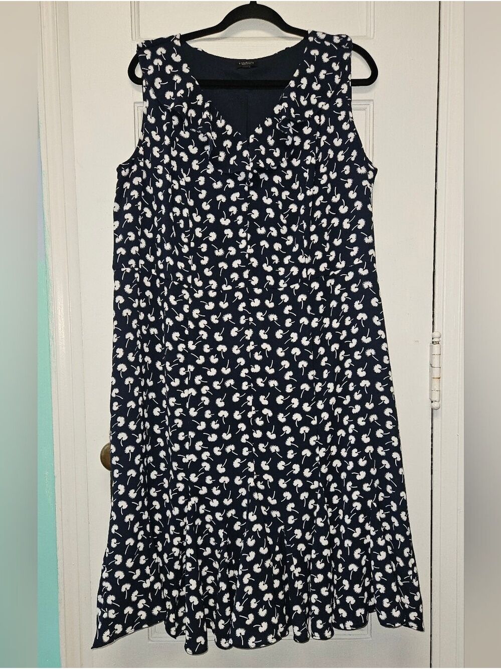 Talbots Navy and White Floral A-Line Dress Skirt